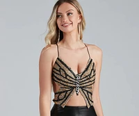 Gorgeous Glam Beaded Butterfly Top