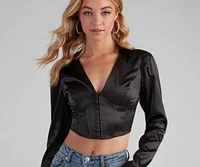 Be My Sweetheart Corset Satin Crop Top