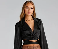 Satin Dreams Tie-Waist Chain Necklace Top