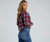 Taking Knit Easy Plaid Flannel Top