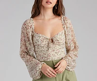 Femme Floral Chiffon Sweetheart Top