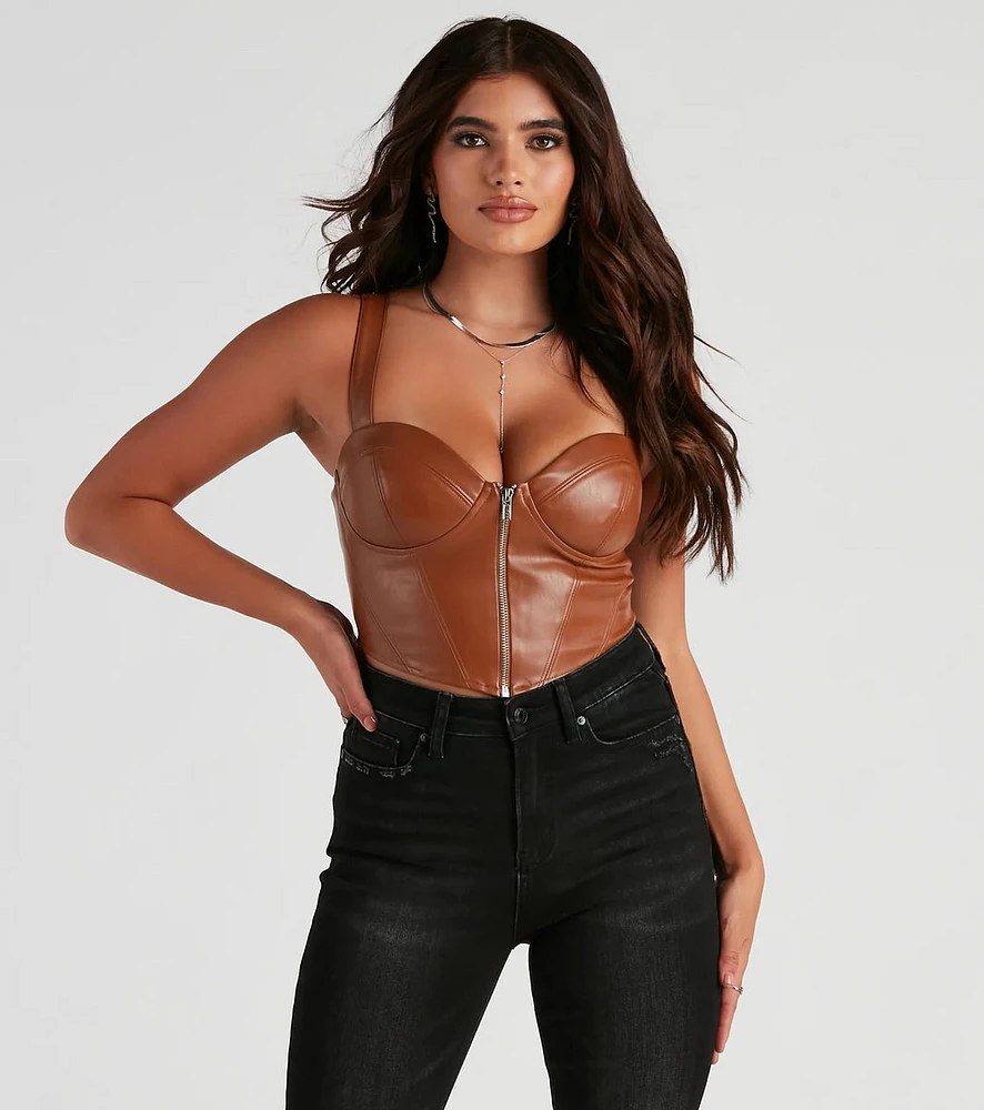 Sleek Desire Faux Leather Corset