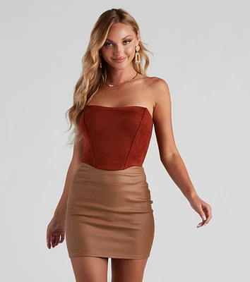 Honey, I'm Home Faux Suede Bustier