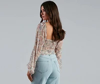 Springtime Paisley Chiffon Crop Top