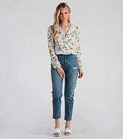 Floral Romance Chiffon Surplice Top