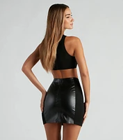 Irresistible Babe Faux Leather Crop Top