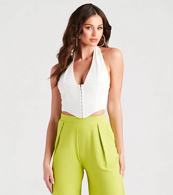 Compliment Starter Linen Halter Corset Top