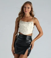 The Garden Scene Floral Lace-Up Corset Top