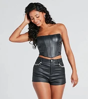 Popular Demand Faux Leather Corset Top