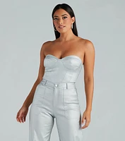 Put On A Show Metallic Strapless Corset Top