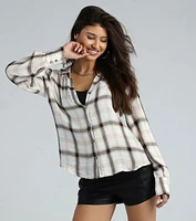 Days Plaid Button Down Shirt Top