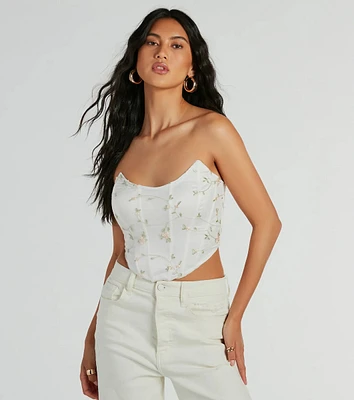 So Dainty Strapless Floral Tulle Corset Top
