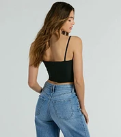 Sultry Flair Woven Cropped Corset Top