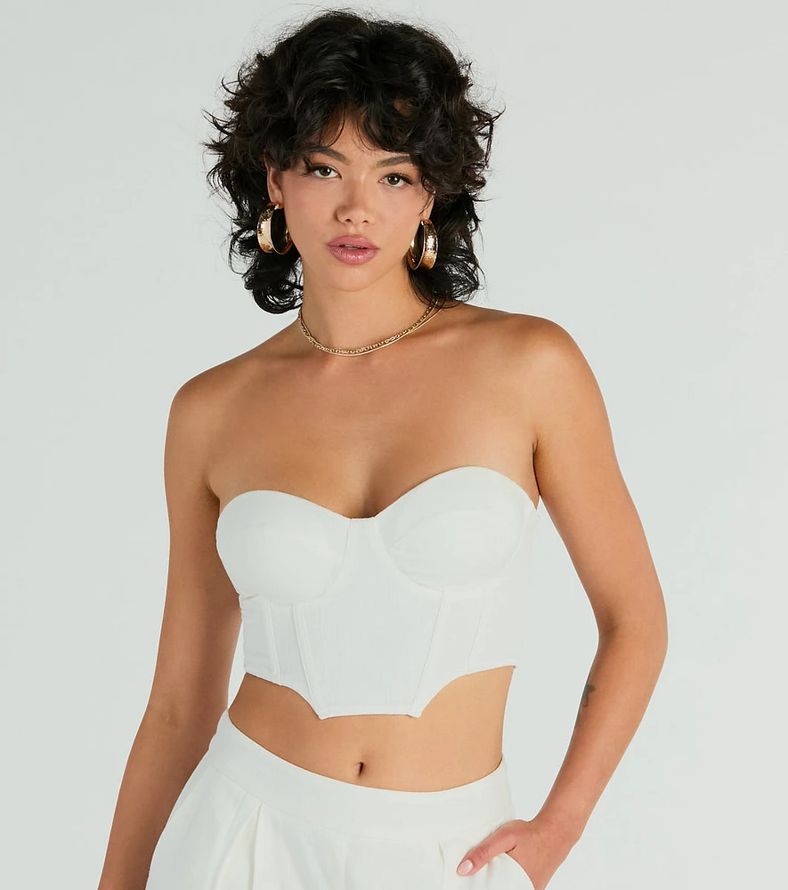 Trendy Treasure Strapless Linen Corset Top