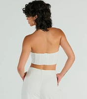 Trendy Treasure Strapless Linen Corset Top