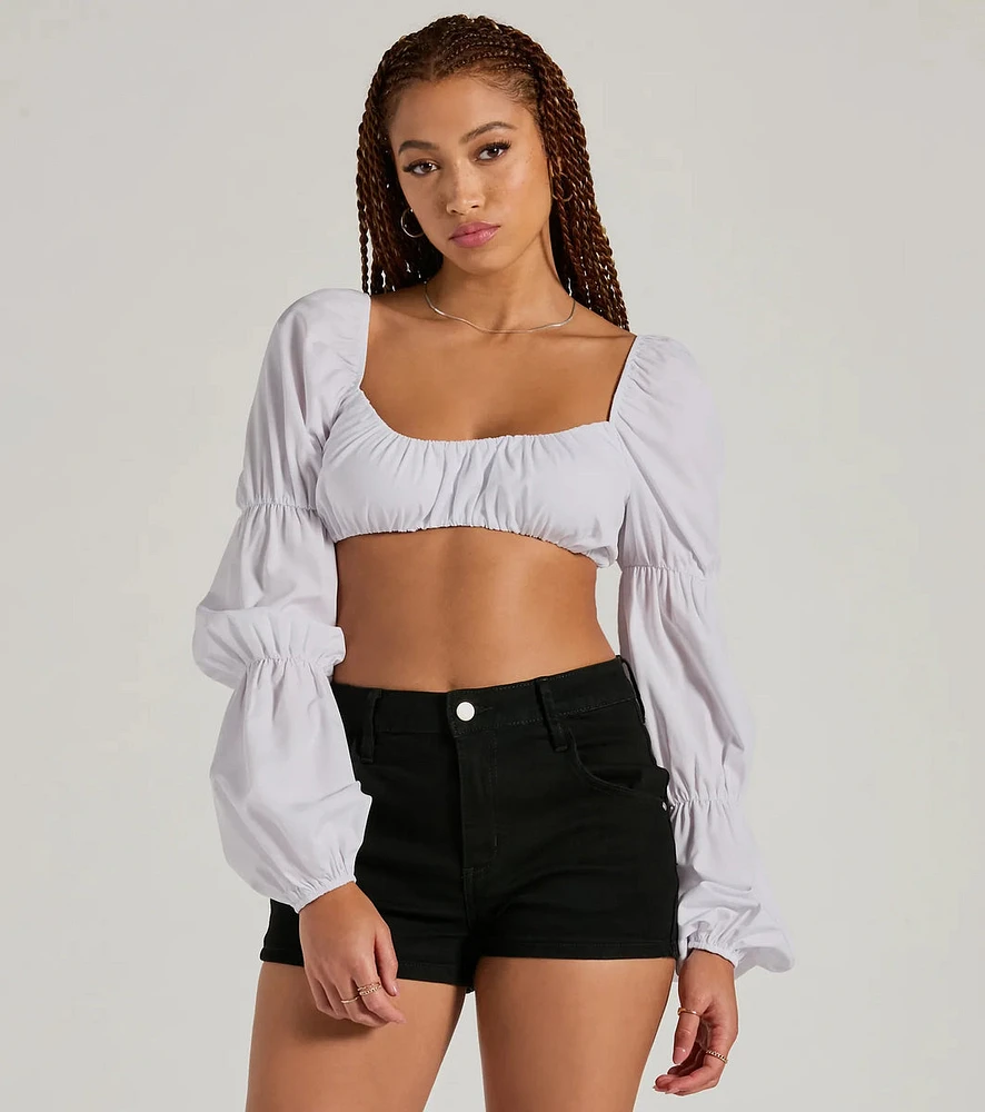 Official Cutie Tie Back Long Sleeve Crop Top