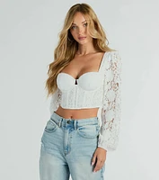 Caught Feelings Long Sleeve Lace Bustier