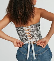 Jungle Cutie Strapless Lace-Up Corset Top