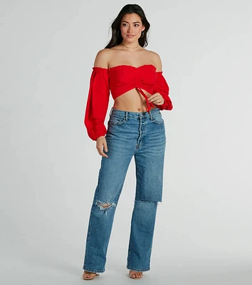 Alluring Daydream Off-The-Shoulder Crop Top