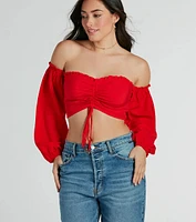 Alluring Daydream Off-The-Shoulder Crop Top