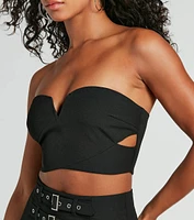 Major Baddie Strapless Cutout Woven Crop Top