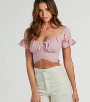 Distinct Cutie Tie-Back Chiffon Crop Top