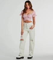 Distinct Cutie Tie-Back Chiffon Crop Top