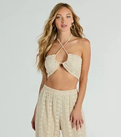 Sunshine Livin' Halter Crochet Crop Top