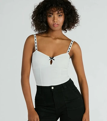 Simply Delicate Lace Trim Bow Crop Top