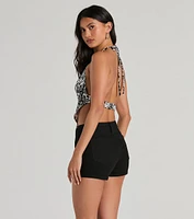 Sun-Soaked Halter Open Back Paisley Crop Top