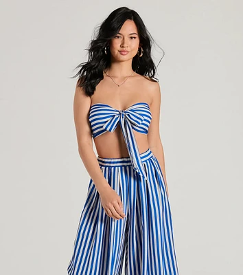 Festive Fun Strapless Striped Bandeau Crop Top