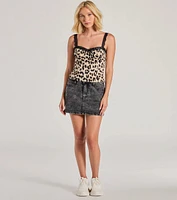 On The Wild Side Leopard Satin Cami Crop Top