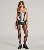 Anti-Hero Babe Checkered Diamond Strapless Corset Top