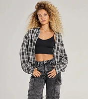 Casual Style Button-Down Plaid Flannel Top