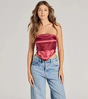 Chic Style Satin Cropped Tube Top