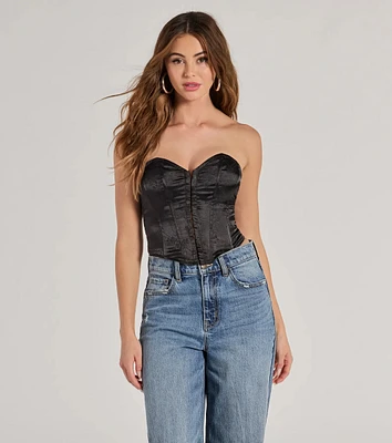 Sexy Allure Floral Jacquard Satin Corset Top