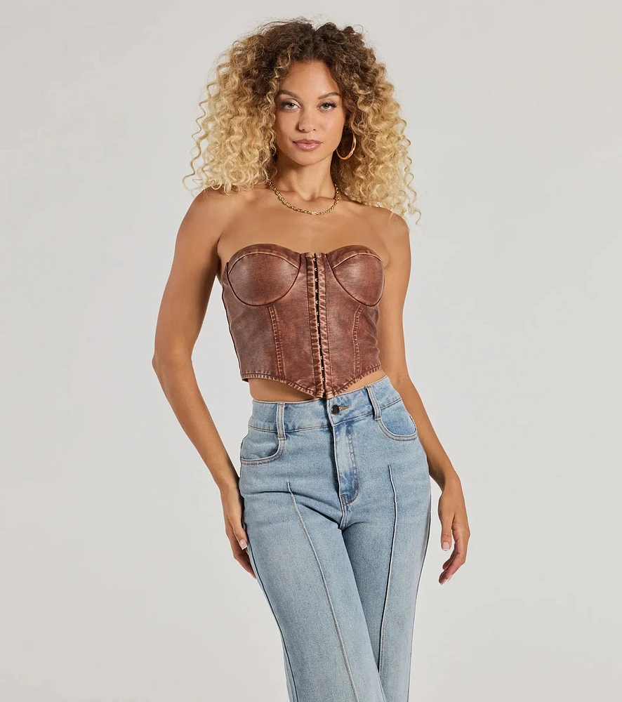 Boldly Chic Faux Leather Cropped Corset