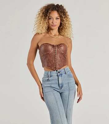 Boldly Chic Faux Leather Cropped Corset