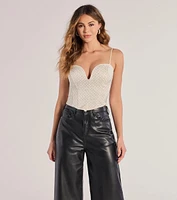 All That Glam Rhinestone Satin Cropped Corset