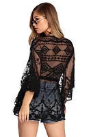 Beach Ready Embroidered Mesh Cover Up