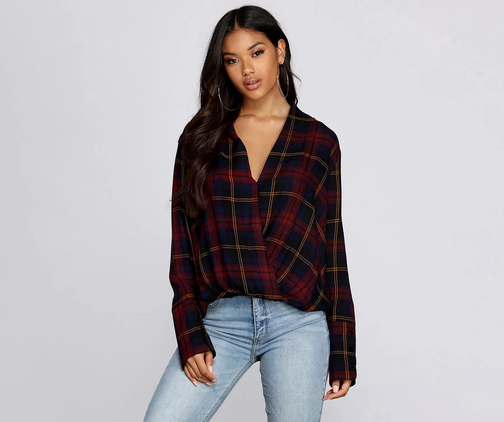 She's Outdoorsy Plaid Top