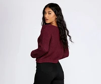 Braided Detail V-Neck Sweater