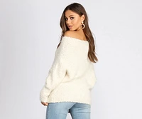 Off Shoulder Popcorn Knit Sweater