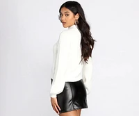 Eyelash Knit Mock Neck Sweater