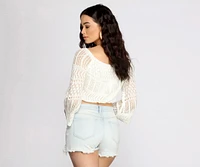 Crochet Queen Off The Shoulder Crop Top