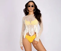 Crochet Fringe Hem Crop Top