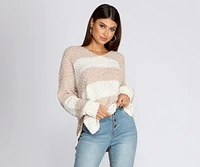 Cozy Popcorn Striped Sweater