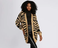 Fuzzy Zebra Print Cardigan