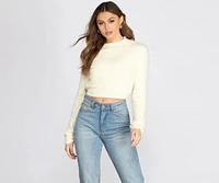 Open Back Eyelash Knit Crop Top