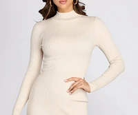 Knit Girl Mock Neck Sweater Dress